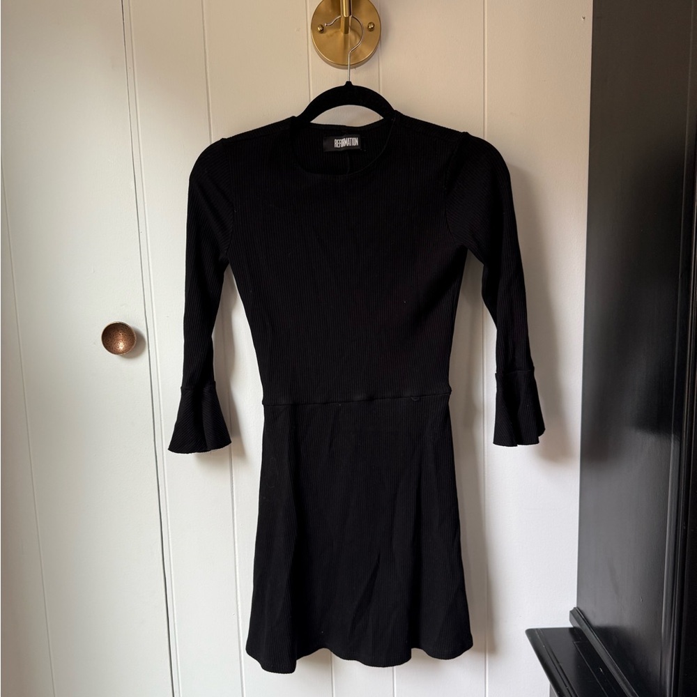 Fit and Flare Mini Black Dress- Reformation